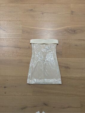 Strapless Sequin Mini Dress in Champagne